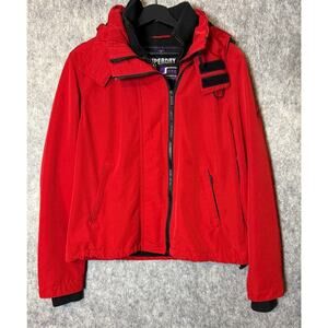 Womens Superdry Ottoman SD-Windcheater Jacket Red Fleece Lined Size 12